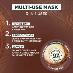 Garnier Ultra Doux Coconut Hair Food 3in1 Mask For Frizzy Hair, Boosted With Vitamins C, E & F -Personal Care Product Store coco jar 1