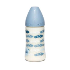 Suavinex Wide Neck Feeding Anatomical Bottle -Personal Care Product Store Blue MediumFlow 270ML
