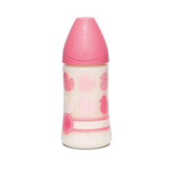 Suavinex Wide Neck Feeding Anatomical Bottle -Personal Care Product Store Pink MediumFlow 270ML